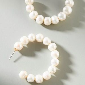 NWOT Anthropologie Katherine Pearl Hoop Earrings